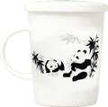 Biały kubek do herbaty z ceramicznym sitkiem Panda