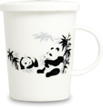 Biały kubek do herbaty z ceramicznym sitkiem Panda
