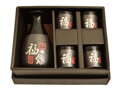 Zestaw do sake w kolorze szaro-czarnym ze znakami 