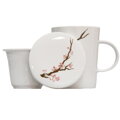 Biały kubek do herbaty z ceramicznym sitkiem wzór Sakura