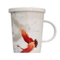 Biała filiżanka do herbaty z ceramicznym sitkiem Crane