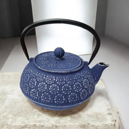 Żeliwny dzbanek do herbaty Hanabi, niebiesko-srebrny (1,0 l)