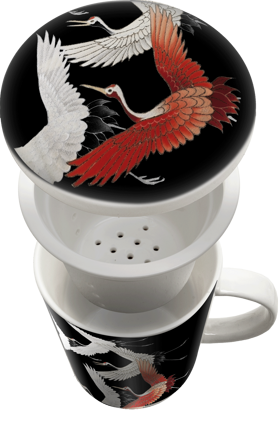 Kubek do herbaty czarny z ceramicznym sitkiem Crane