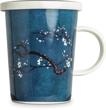 Kubek do herbaty z ceramicznym sitkiem Magnolia niebieski