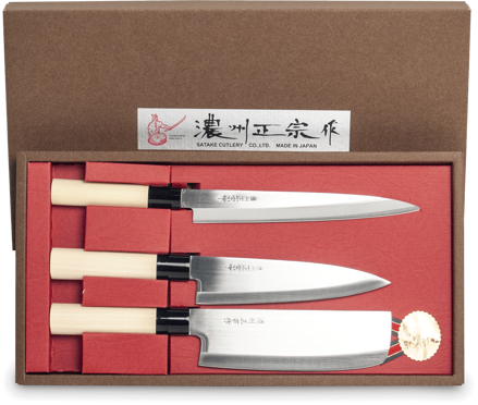 Japońskie noże Satake (Sashimi+Santoku+Nakiri) 3 szt.