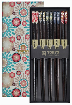 Chińskie pałeczki zestaw 5 par Nippon floral w pudełku