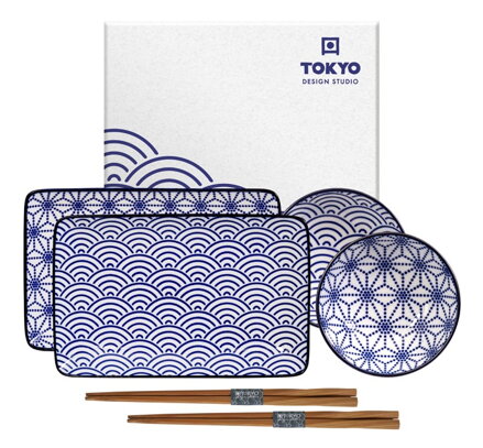 Zestaw do sushi dla 2 osób niebieski wzór TOKYO