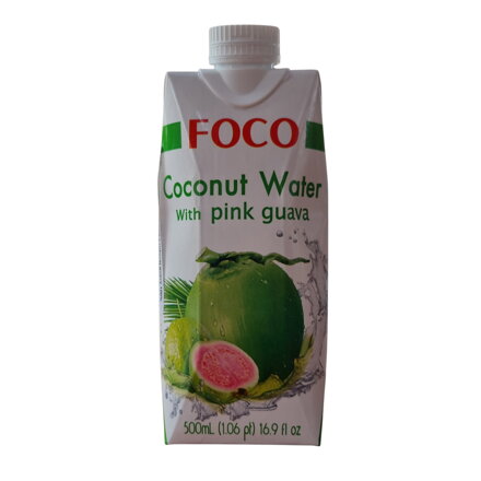 Woda kokosowa z puree z różowej gujawy 100% 500ml