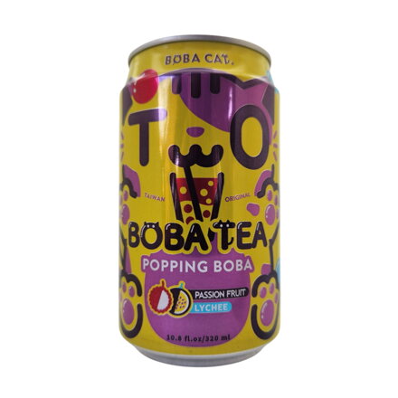 Bubble Tea zielona herbata marakuja i liczi Boba Cat 320ml