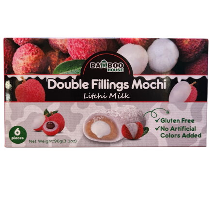 Ciastka ryżowe Mochi z podwójnym nadzieniem liczi i mleka 90g