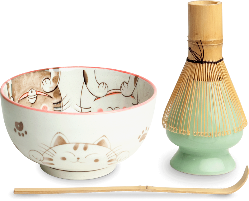 Set Matcha Tri mačky ružové EDO JAPAN