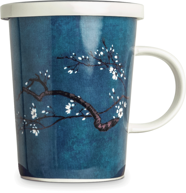 Kubek do herbaty z ceramicznym sitkiem Magnolia niebieski
