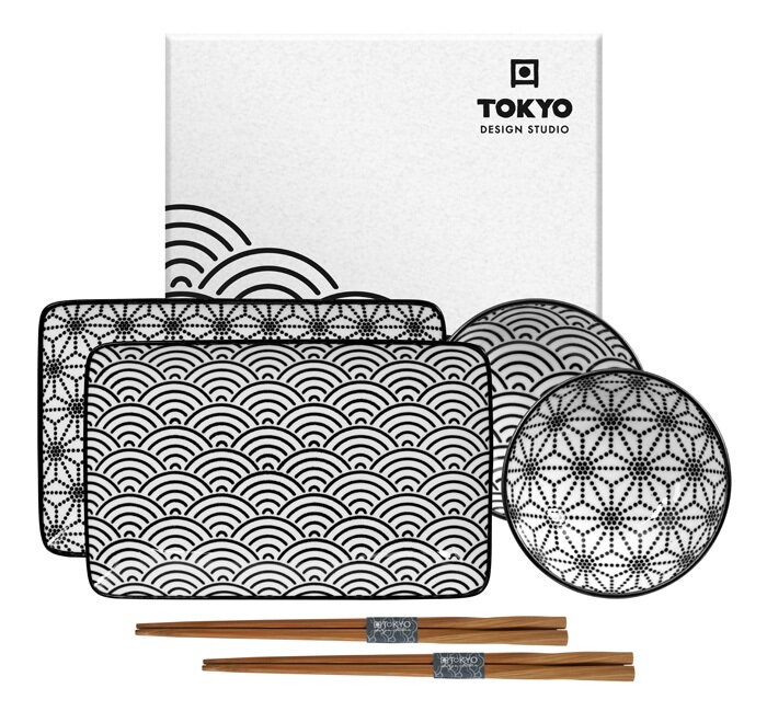 Zestaw do sushi dla 2 osób czarny wzór TOKYO Zestaw do sushi dla 2 osób czarny wzór TOKYO