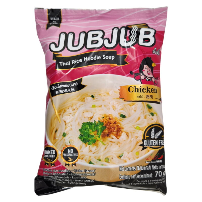 Bezglutenowy makaron ryżowy instant JUBJUB z kurczakiem 70g