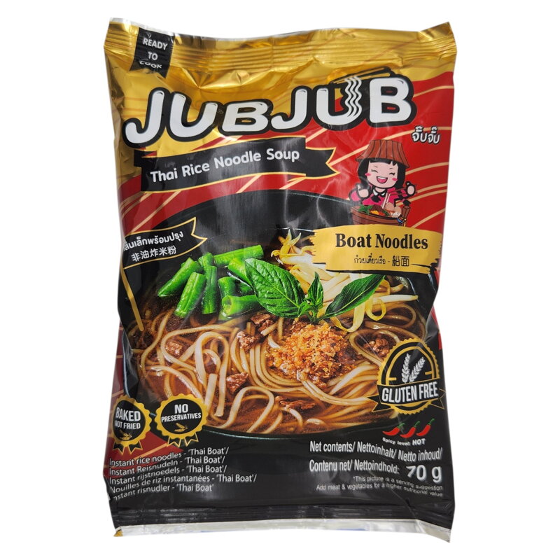 Bezglutenowy makaron ryżowy instant JUBJUB Thai Boat 70g